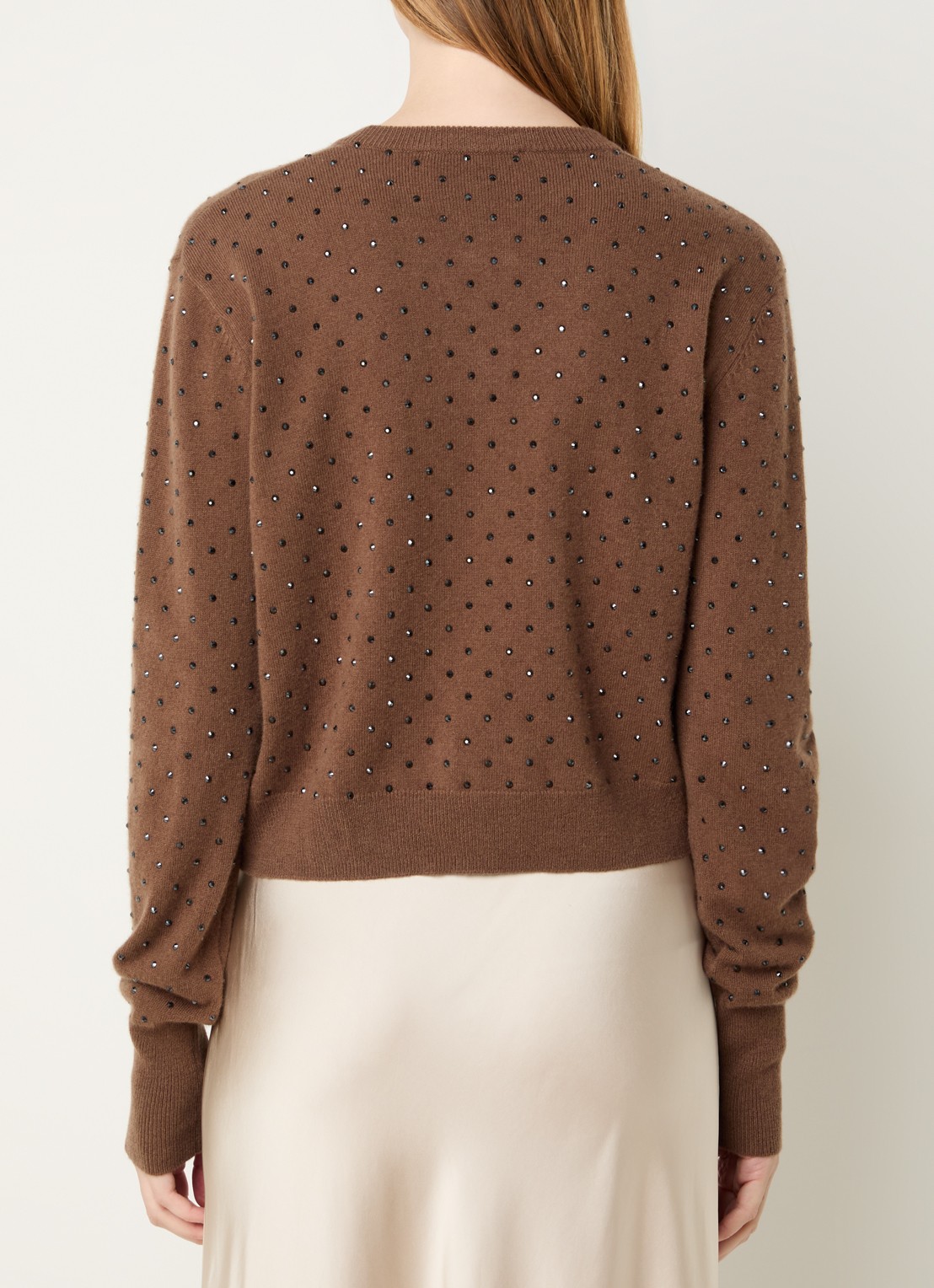 MUNTHE Radcliff fijngebreid vest met strass - achterkant 4 bruin