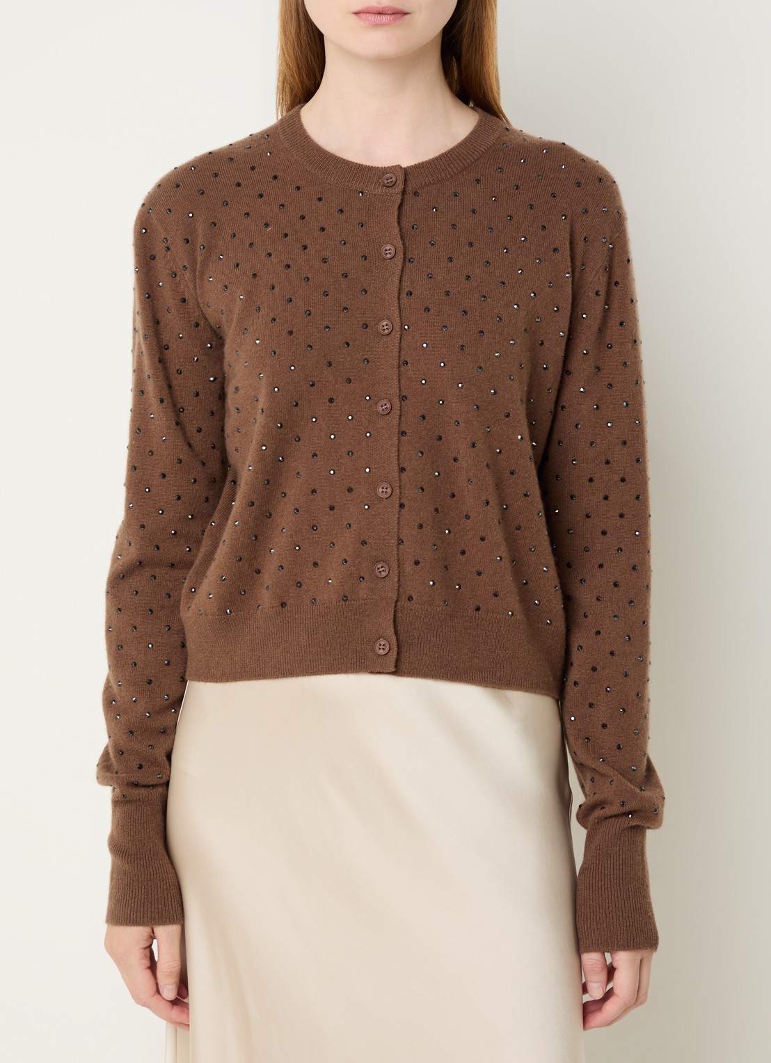 MUNTHE Radcliff fijngebreid vest met strass - detail 3 bruin