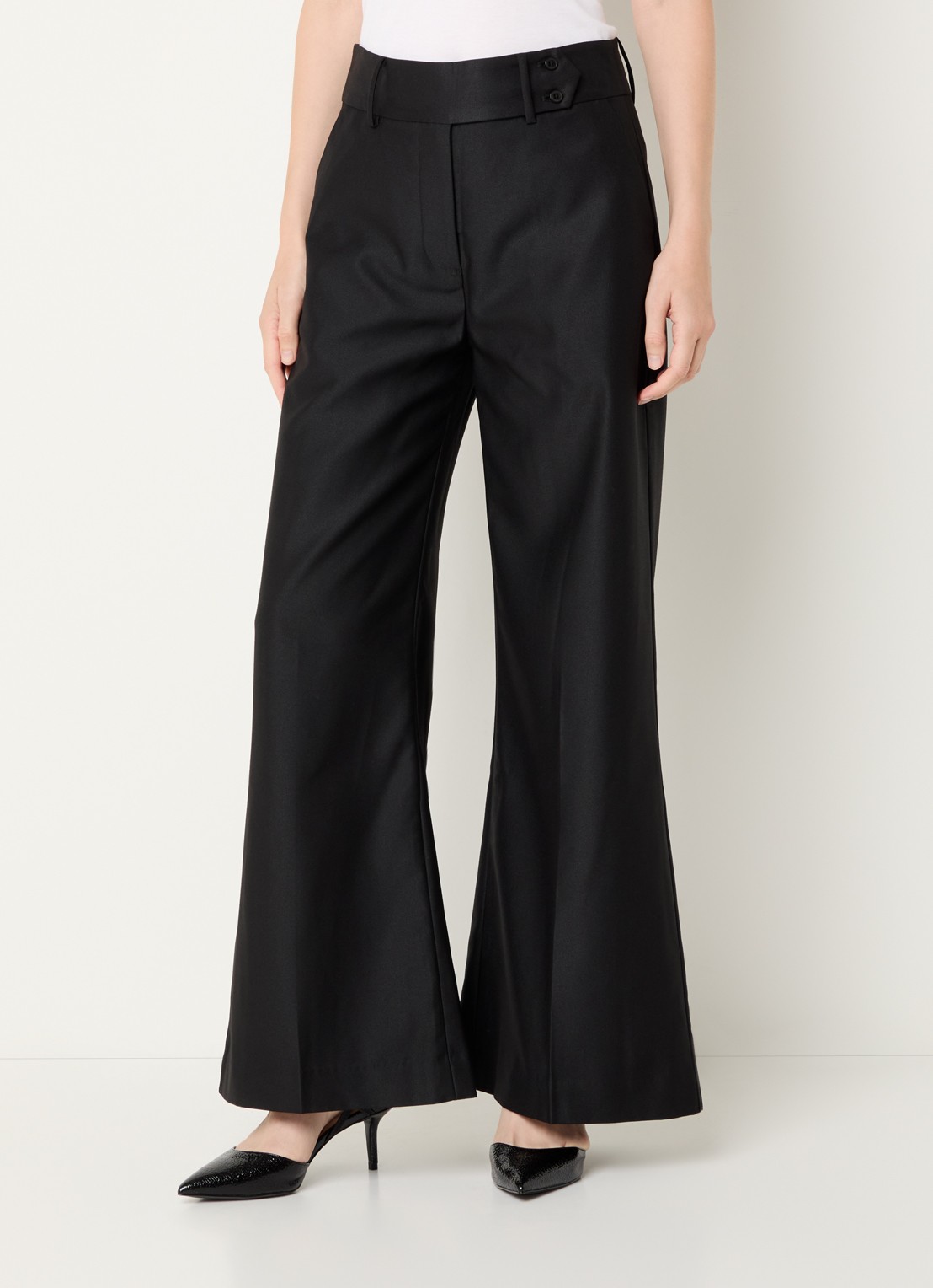 MUNTHE Radine high waist flared fit pantalon met persplooi - detail 2 zwart