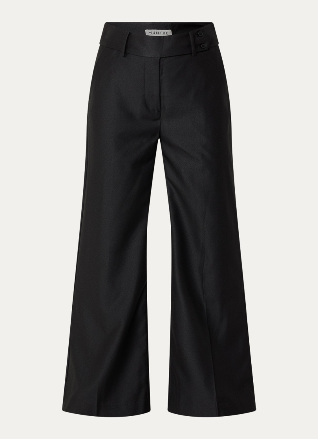 MUNTHE Radine high waist flared fit pantalon met persplooi - voorkant 3 zwart