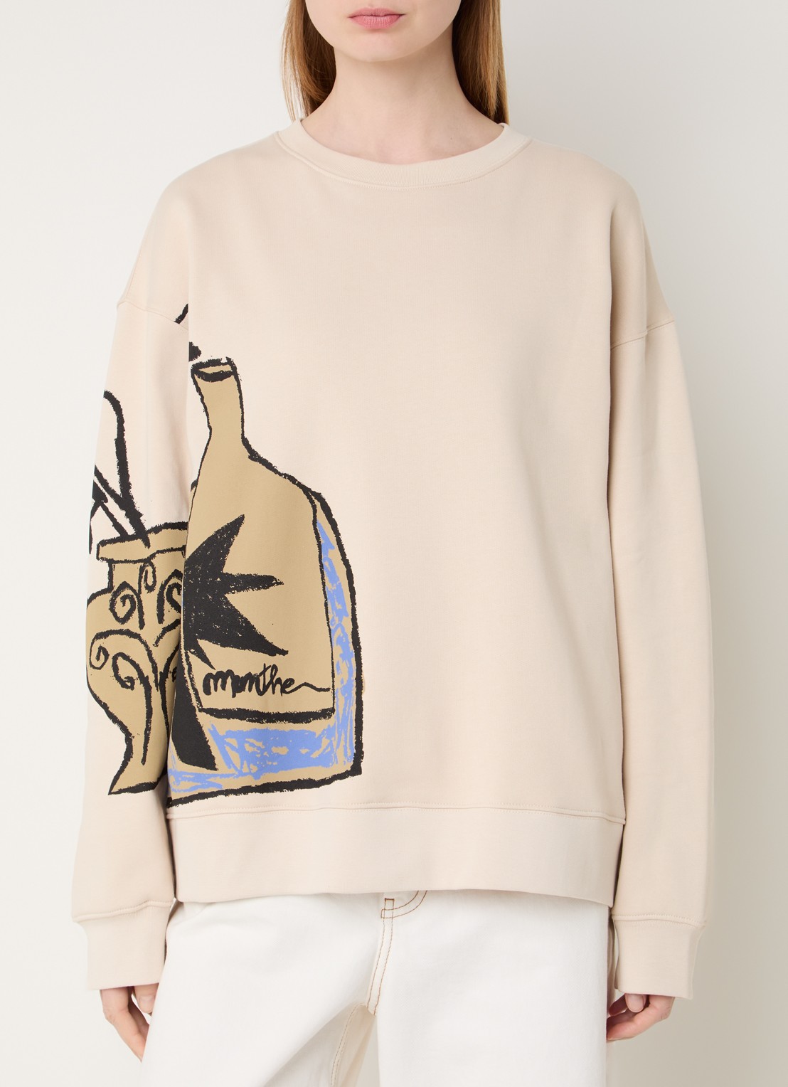 MUNTHE Rarsnima sweater met logoprint - detail 4 creme
