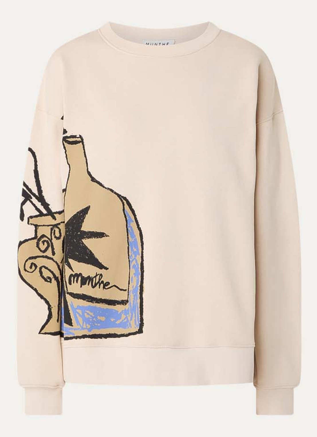 MUNTHE Rarsnima sweater met logoprint - voorkant 2 creme