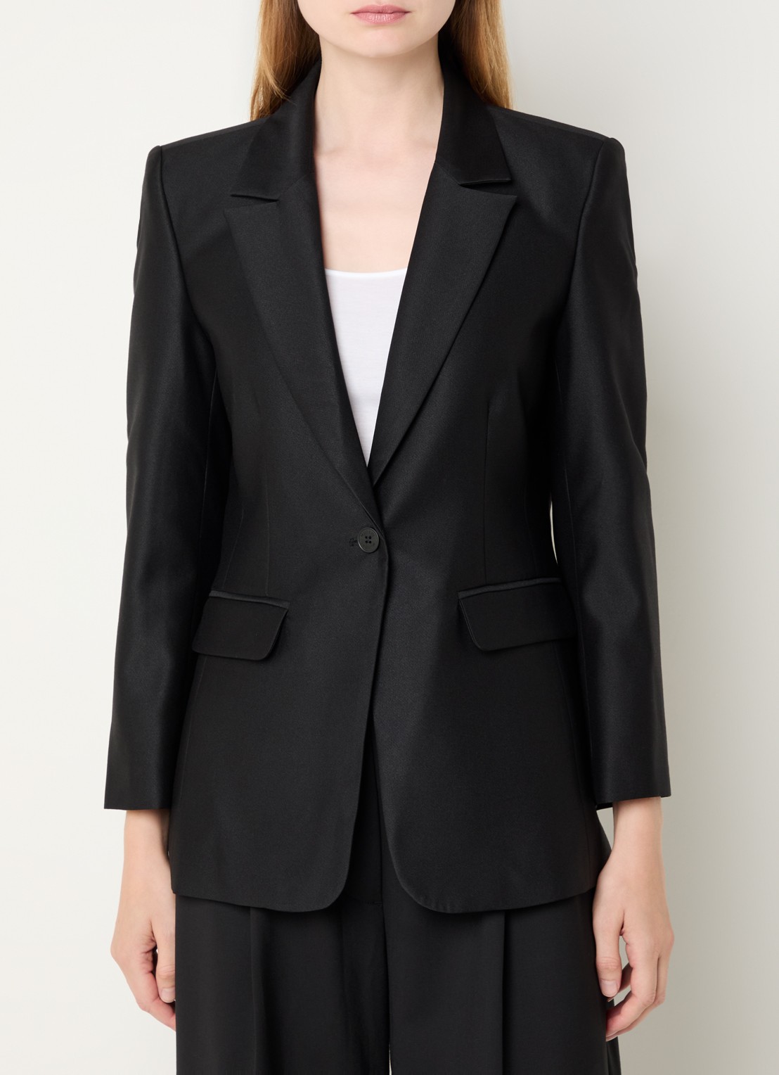 MUNTHE Rillo blazer met schoudervulling - detail 3 zwart