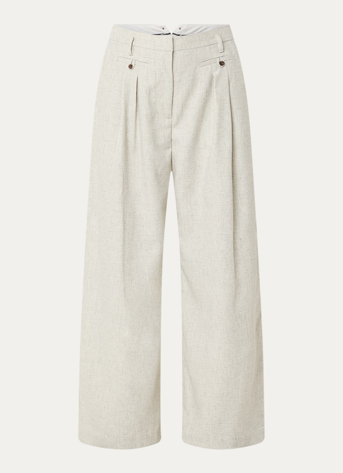 MUNTHE Robbie high waist wide fit pantalon met gemêleerd dessin - voorkant 3 lichtgrijs