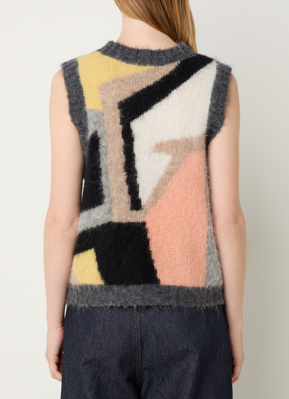 MUNTHE Rubble grofgebreide spencer met strass - achterkant donkergrijs