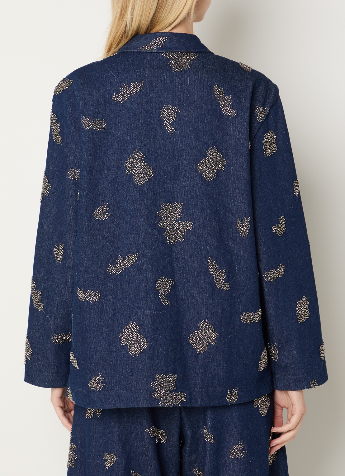 MUNTHE Vichola blouse van denim met kralendecoratie - achterkant 2 indigo