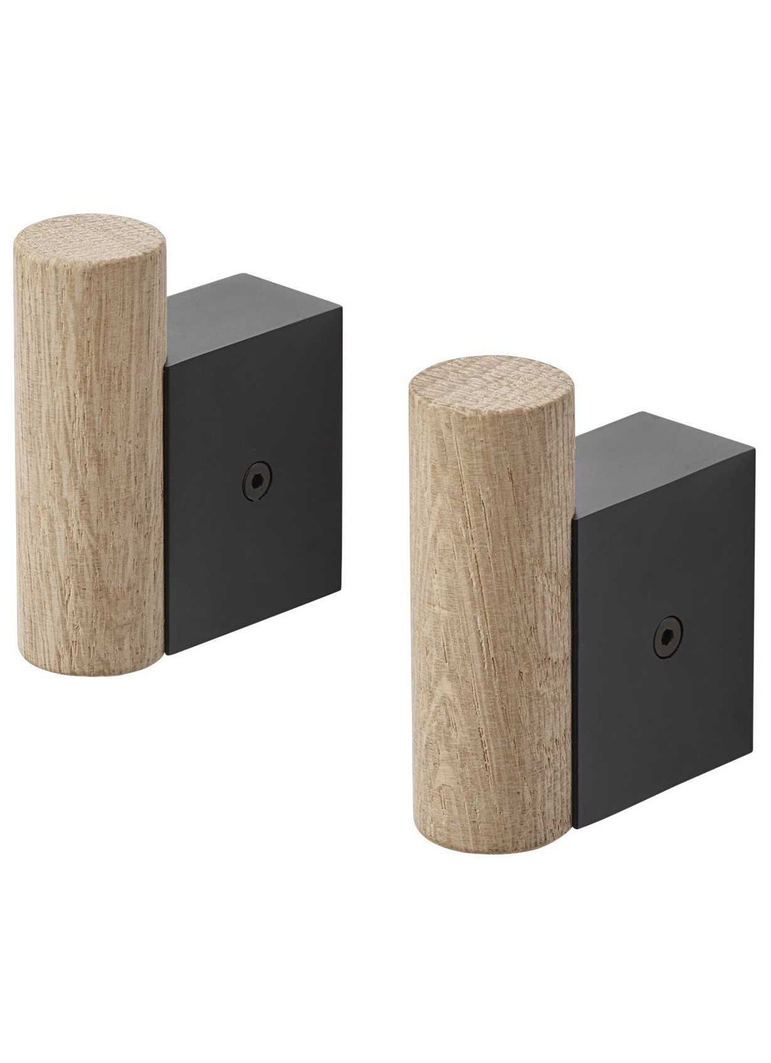 Muuto Attach wandhaak 6,3 cm set van 2 - voorkant zwart