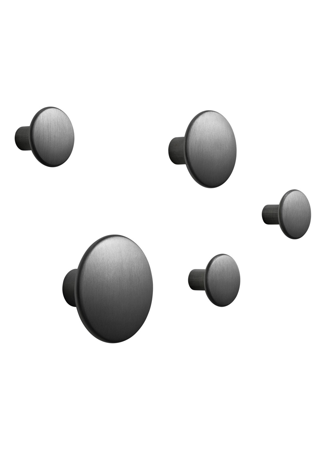 Muuto The Dots Metal haak set van 5  - voorkant zwart