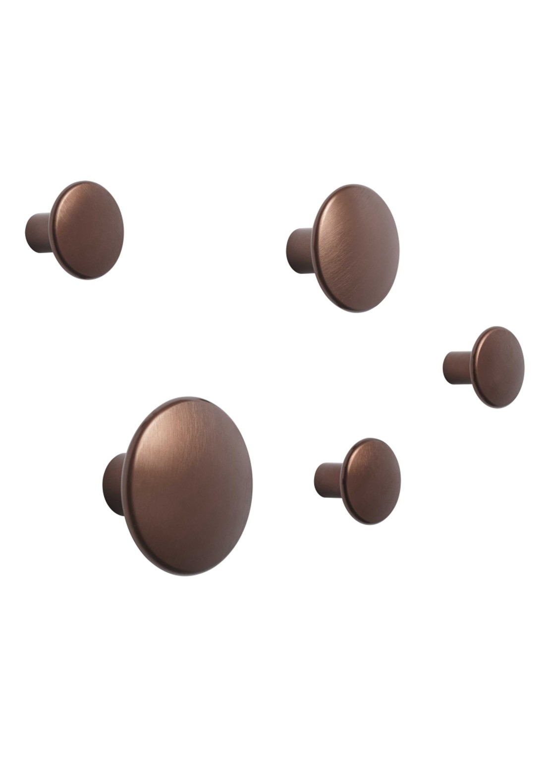 Muuto The Dots Metal haak set van 5  - voorkant bruin