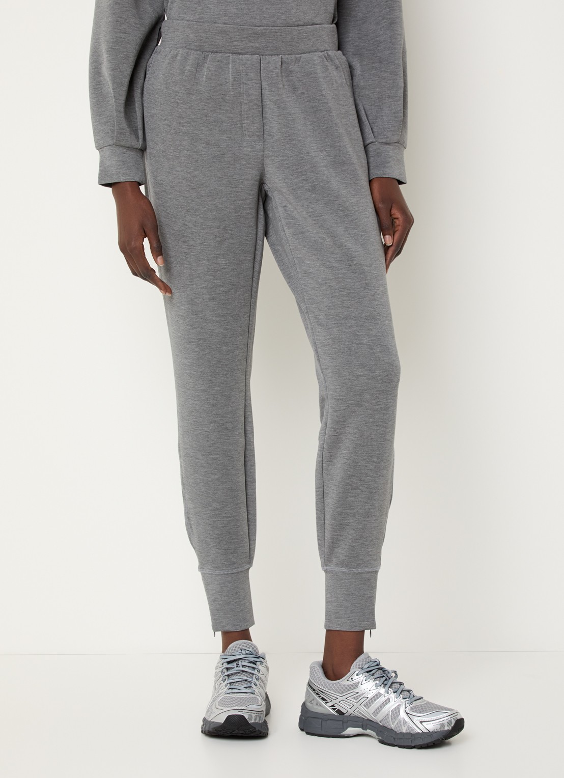 My Essential Wardrobe 22 high waist tapered fit  joggingbroek met steekzakken - detail grijsmele