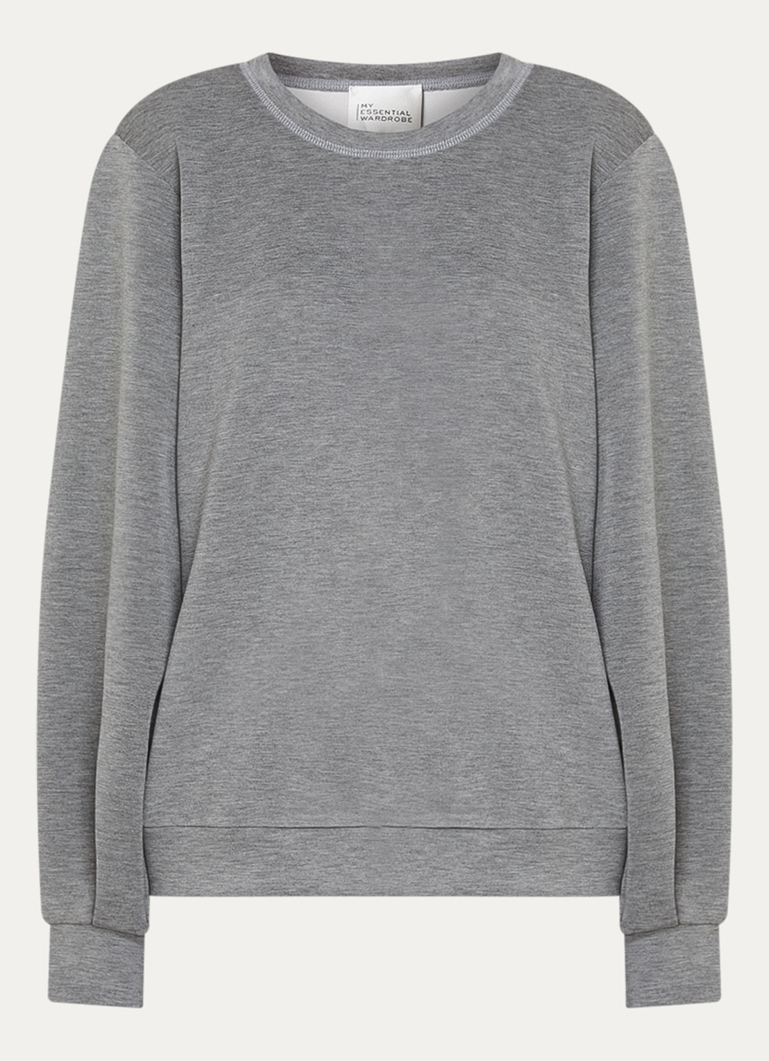 My Essential Wardrobe 23 sweater met ronde hals - voorkant grijsmele