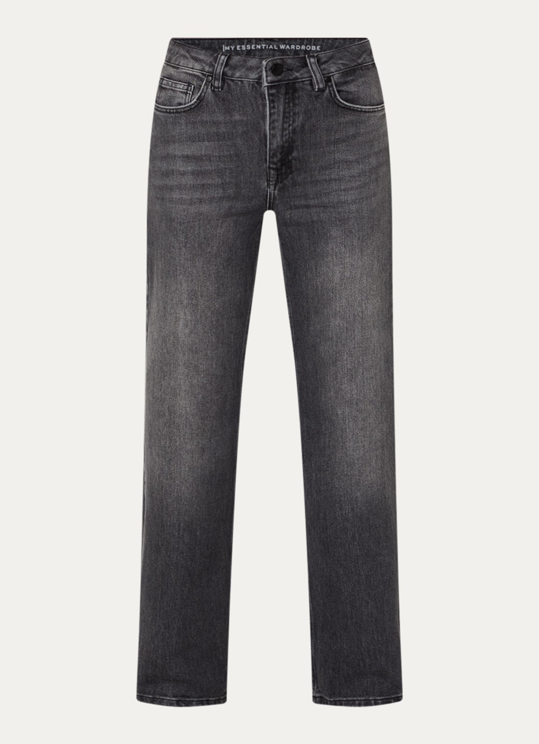 My Essential Wardrobe 35 The Louis high waist wide leg jeans met steekzakken - voorkant 2 donkergrijs
