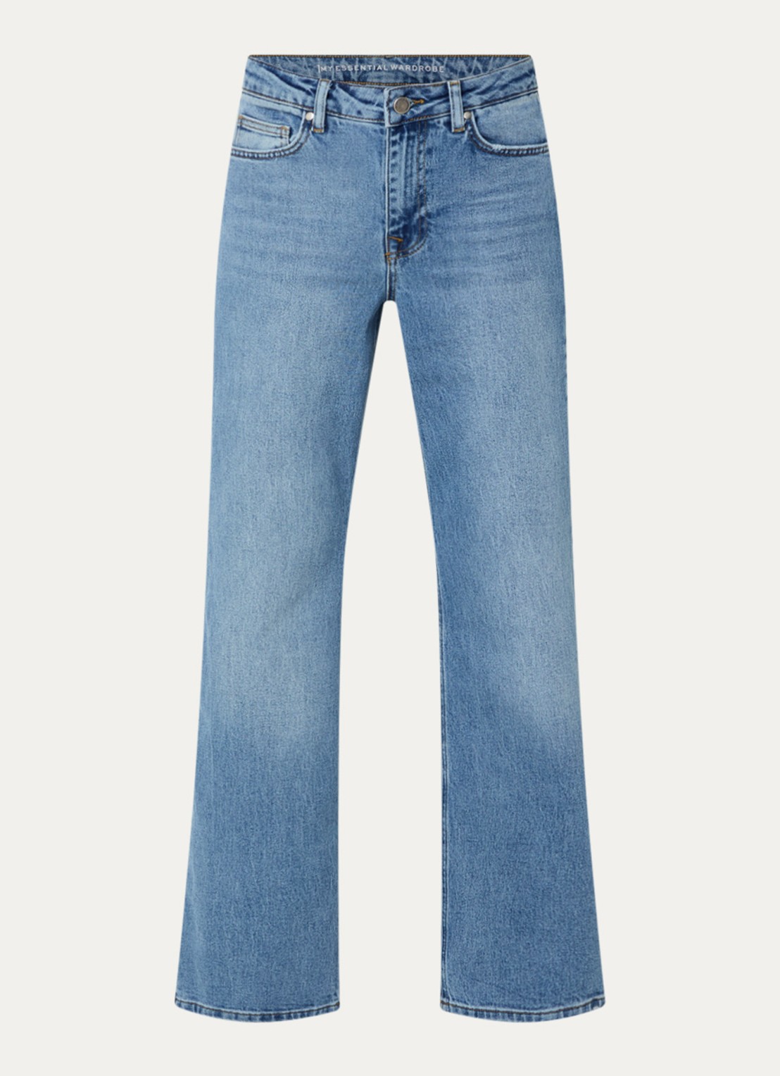 My Essential Wardrobe 35 The Louis high waist wide leg jeans met steekzakken - voorkant 4 blauw