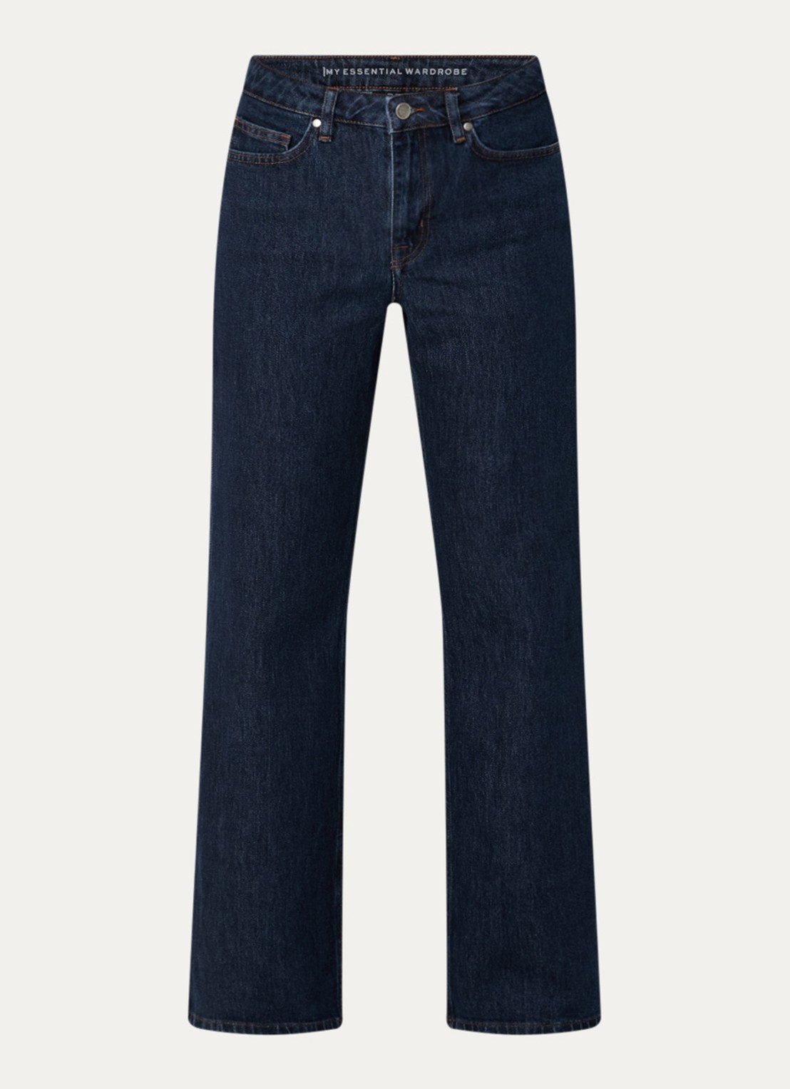 My Essential Wardrobe 35 The Louis high waist wide leg jeans met steekzakken - voorkant 2 donkerblauw