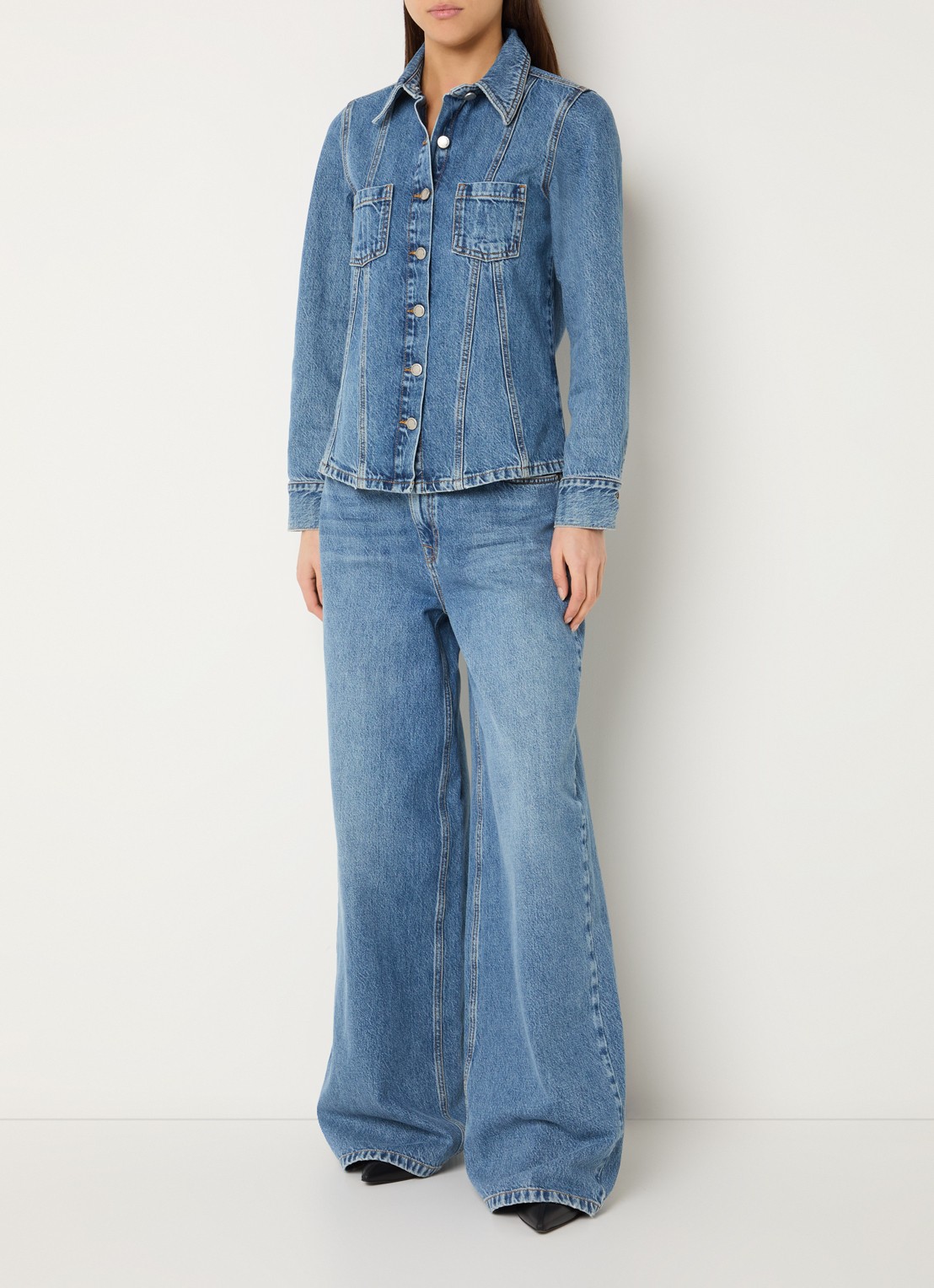 My Essential Wardrobe Agnes spijkerjas met borstzakken - voorkant 3 indigo
