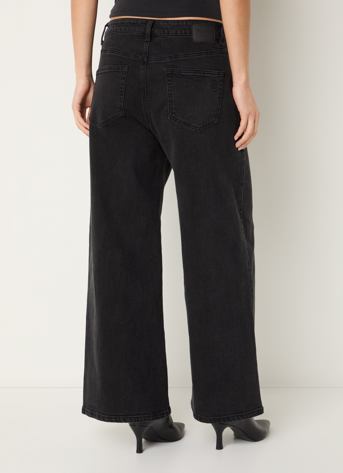 My Essential Wardrobe Alma low waist wide leg jeans met gekleurde wassing - achterkant donkergrijs