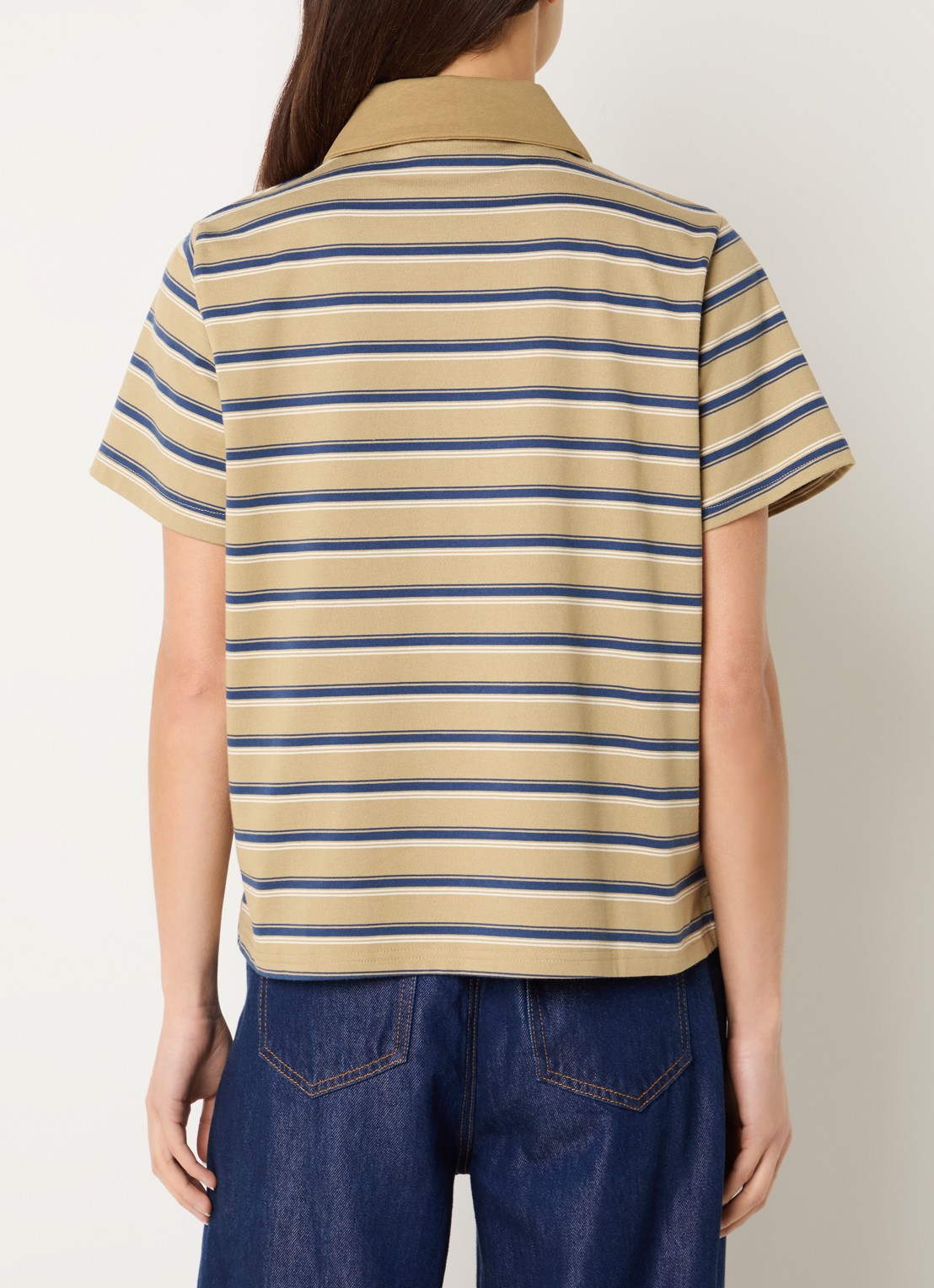 My Essential Wardrobe Asla polo met streepprint - achterkant 3 mosgroen
