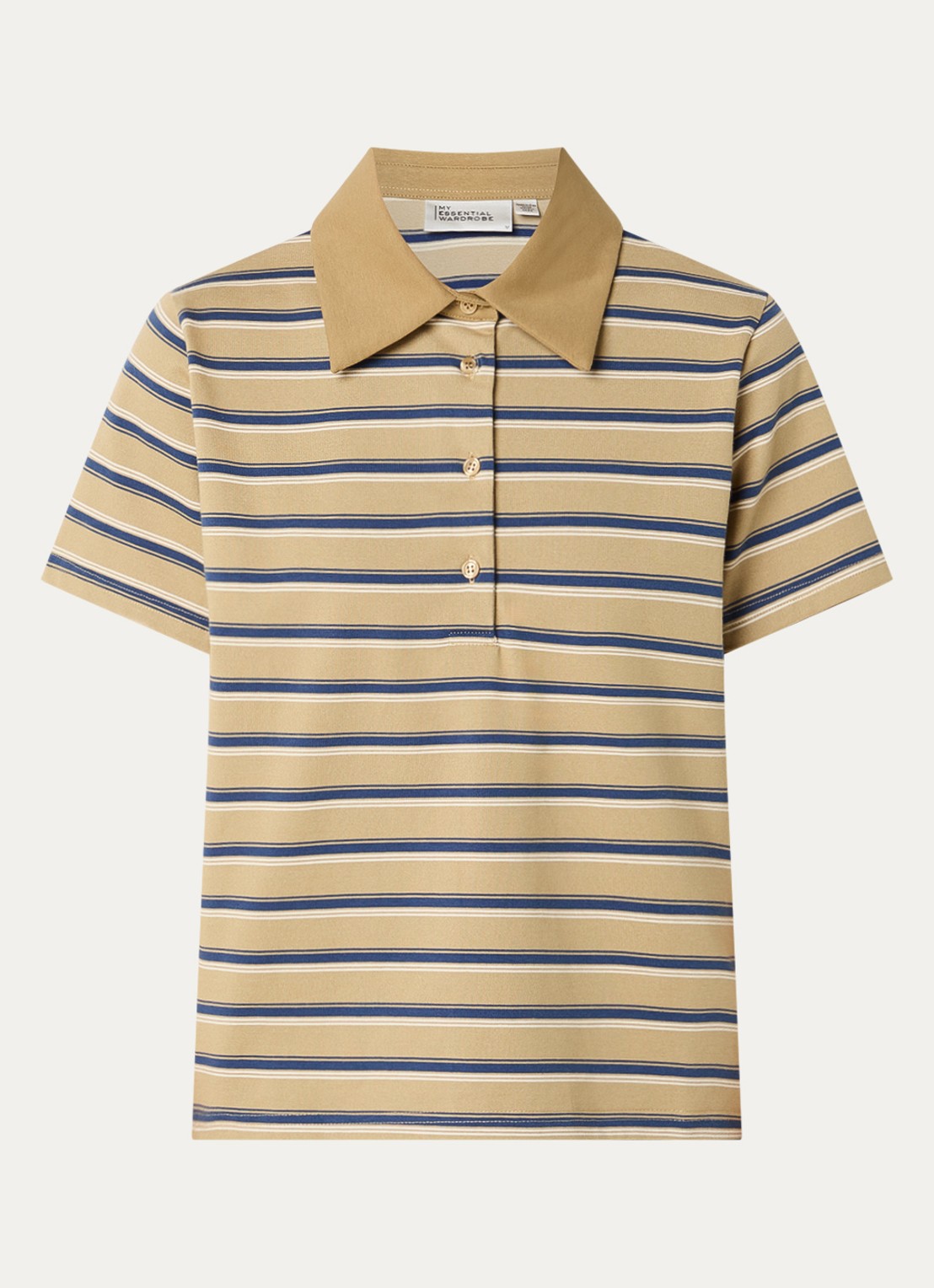 My Essential Wardrobe Asla polo met streepprint - voorkant mosgroen