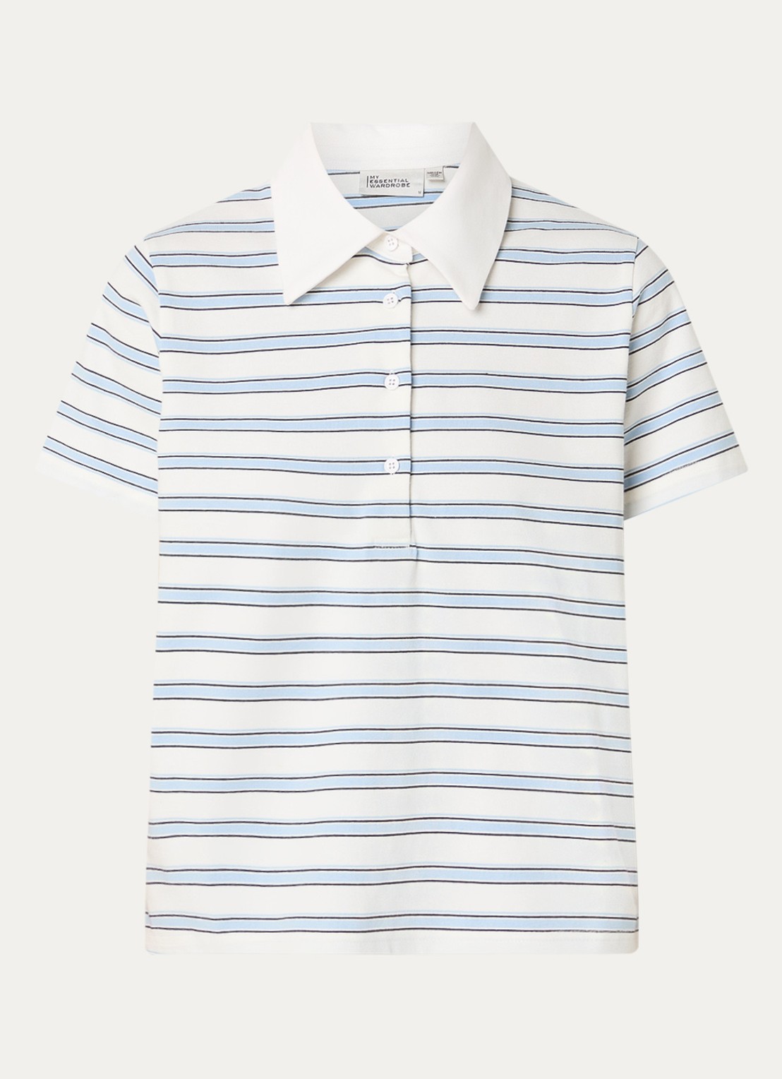 My Essential Wardrobe Asla polo met streepprint - voorkant 3 wit