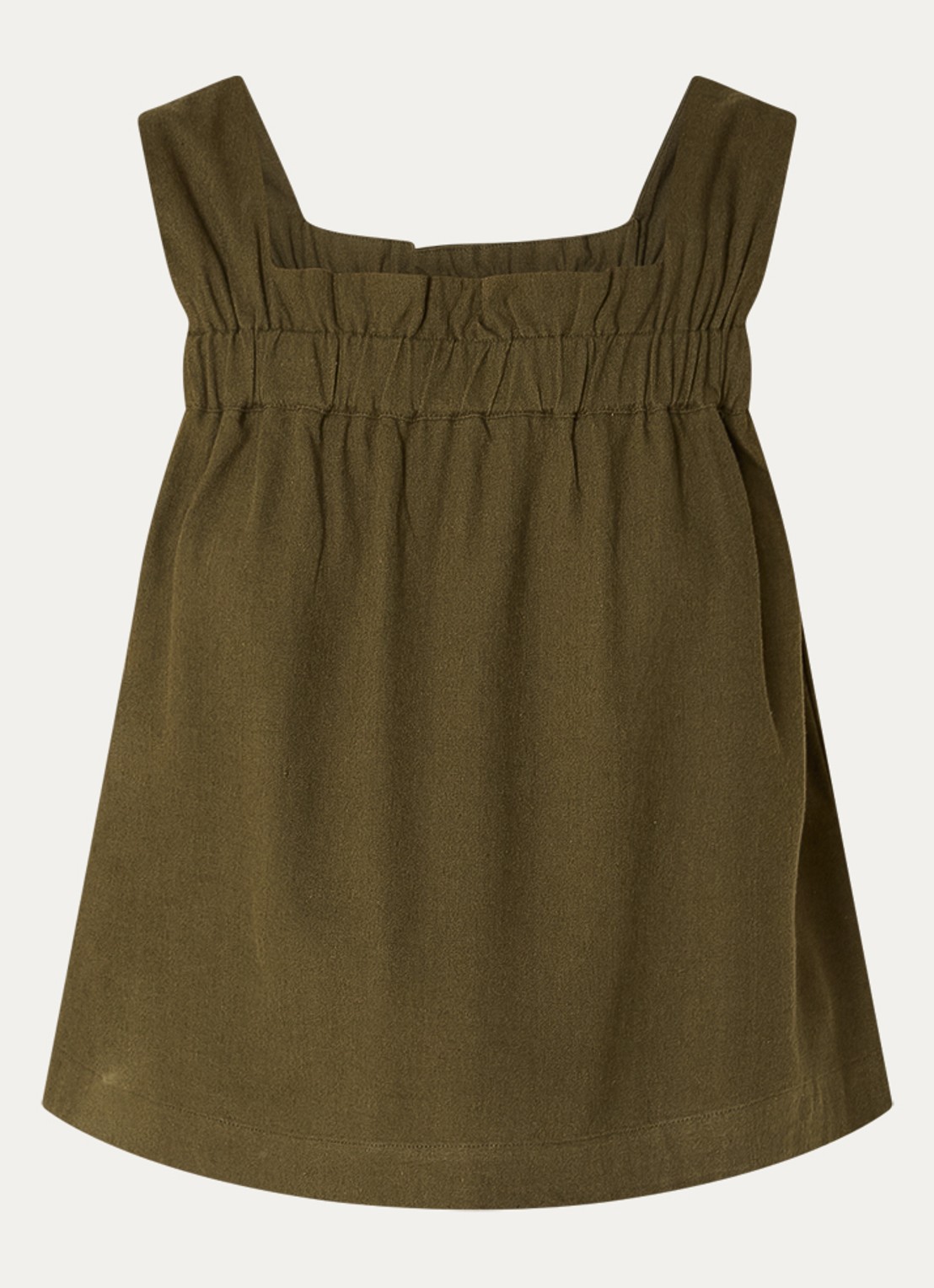 My Essential Wardrobe Dias mouwloze top in linnenblend - voorkant bronsgroen