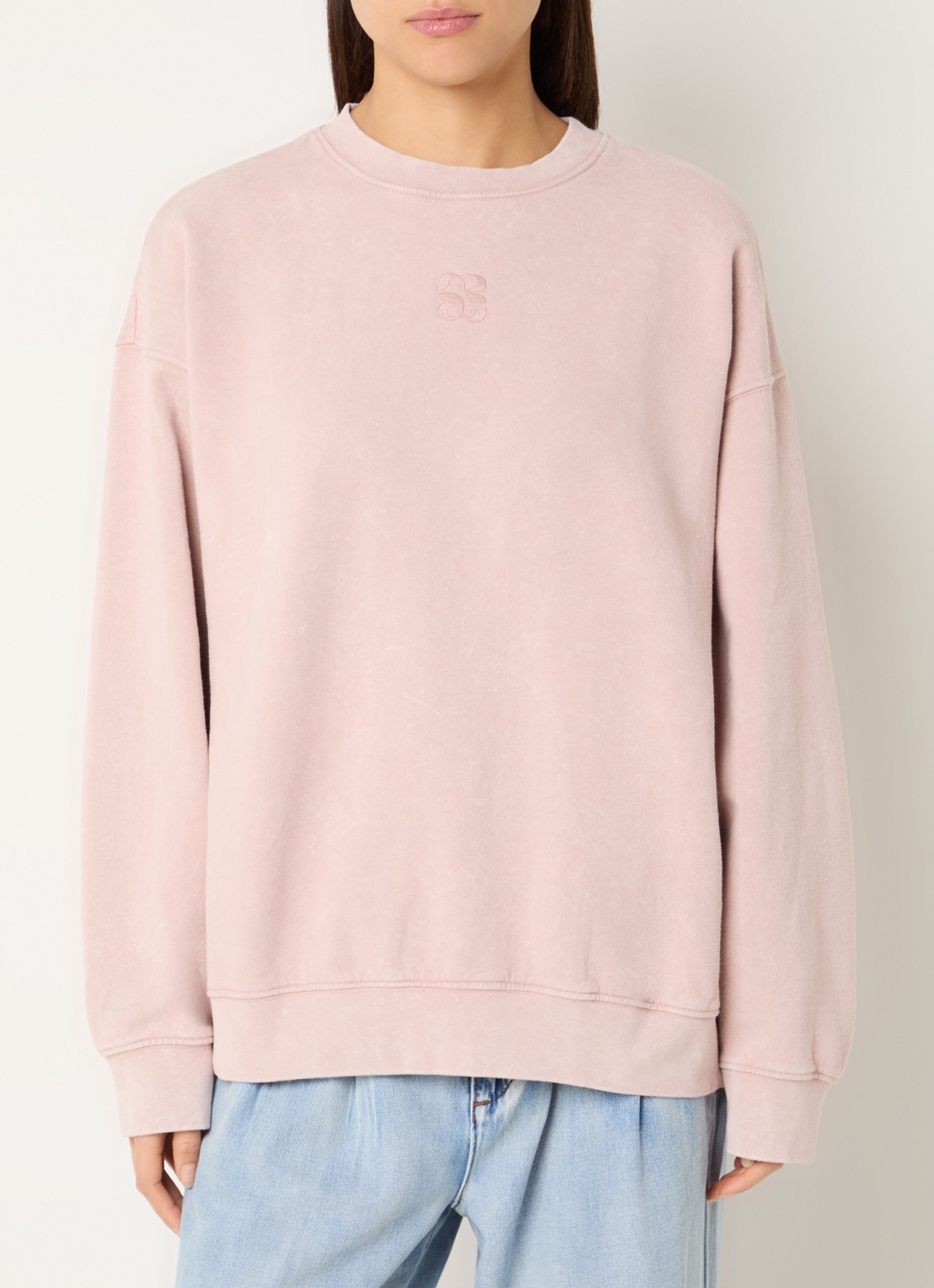 My Essential Wardrobe Diego sweater met logoborduring - detail 4 oudroze