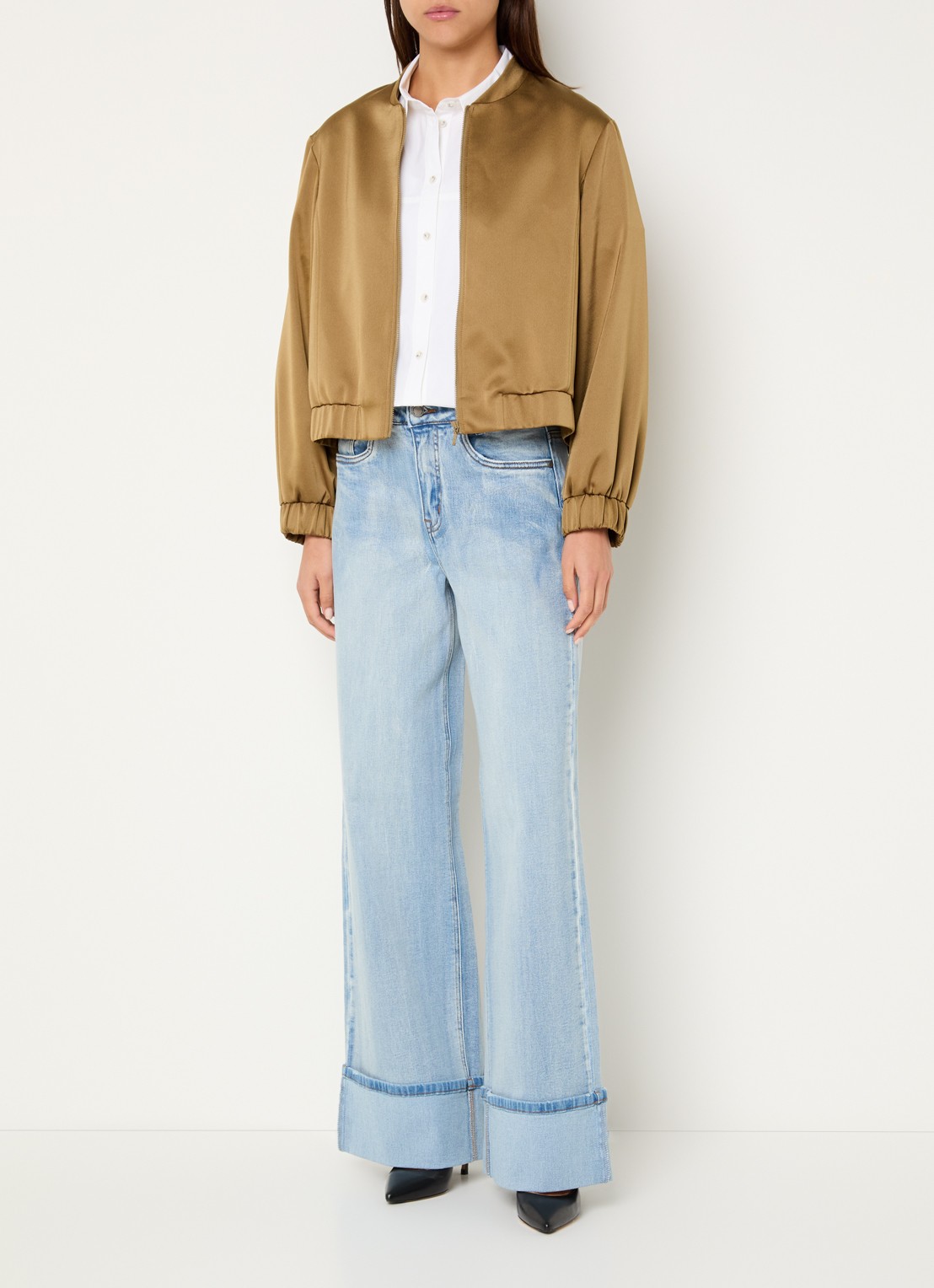 My Essential Wardrobe Dikan high waist wide leg jeans met lichte wassing - voorkant 3 indigo