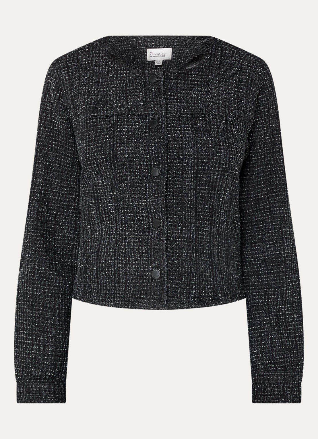 My Essential Wardrobe Esme jack met structuur - voorkant 3 zwart