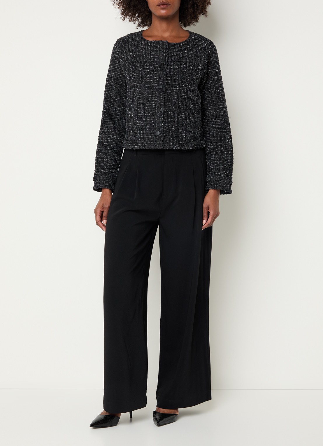 My Essential Wardrobe Esme jack met structuur - voorkant 4 zwart