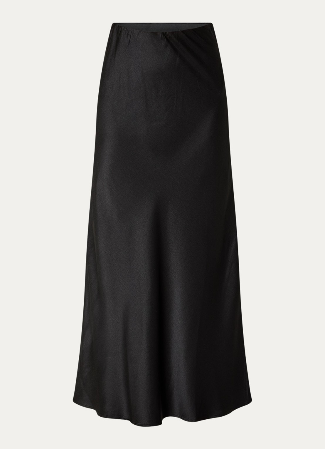 My Essential Wardrobe Estelle maxi rok van satijn - voorkant 2 zwart
