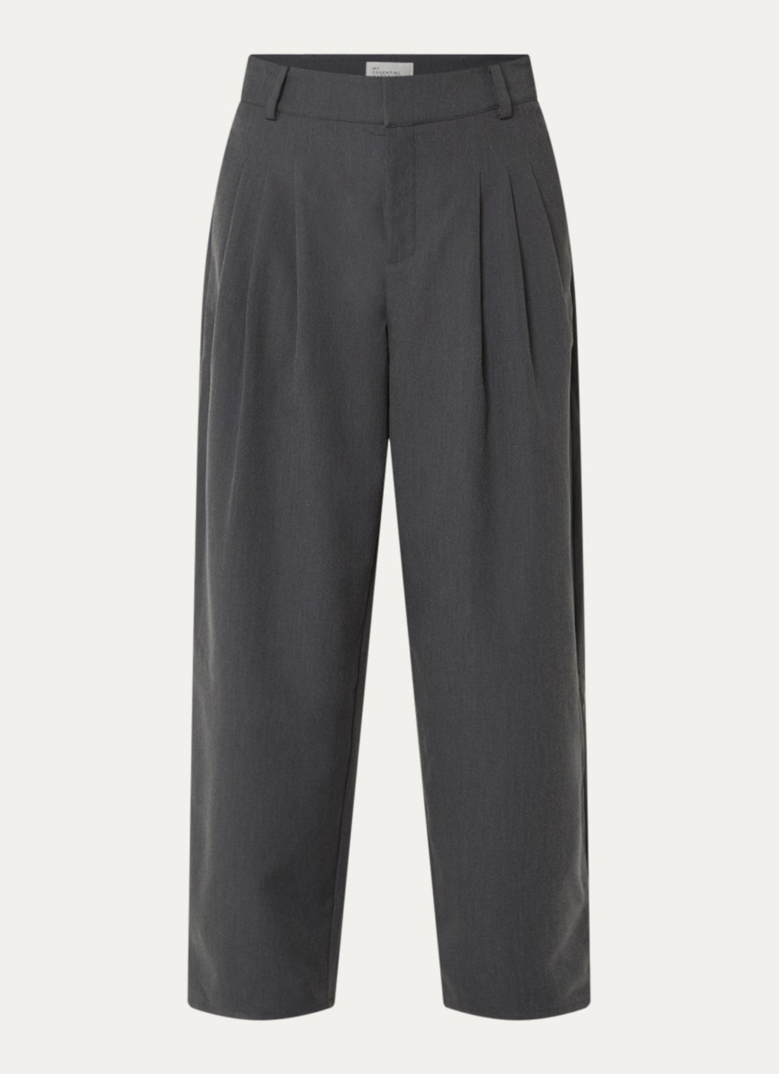 My Essential Wardrobe Evie loose fit pantalon met plissé - voorkant 3 donkergrijs