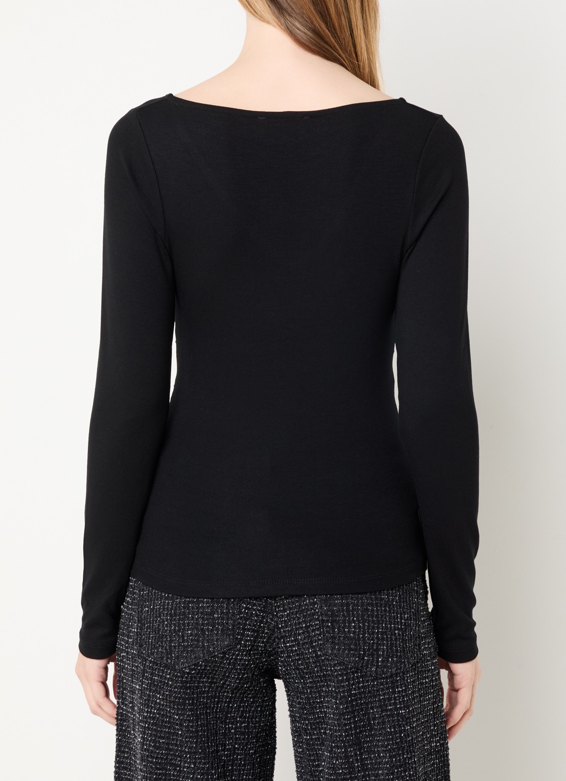 My Essential Wardrobe Giggo top met plooidetail - achterkant 3 zwart
