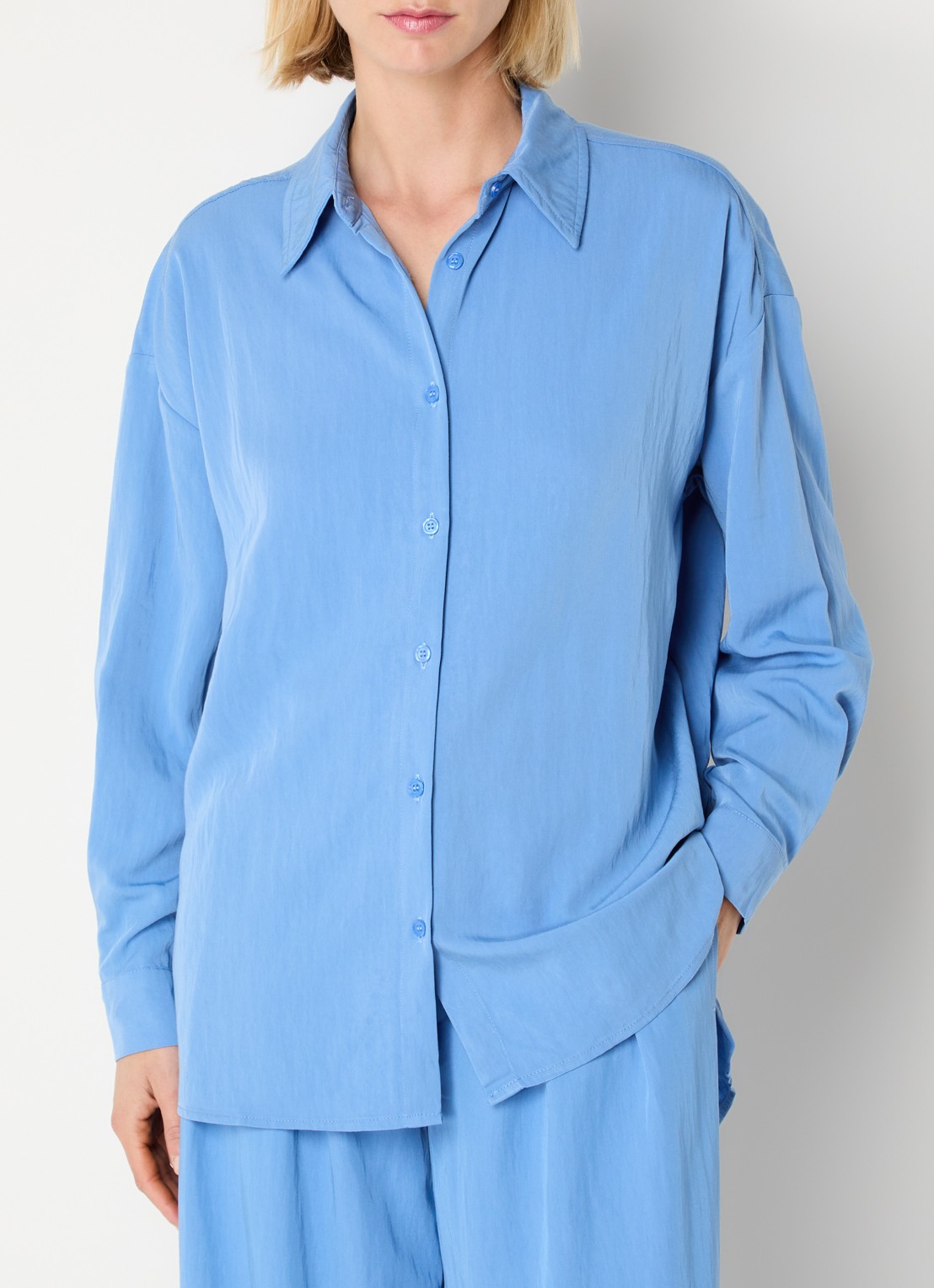 My Essential Wardrobe Gilda blouse met kraag - detail 2 blauw