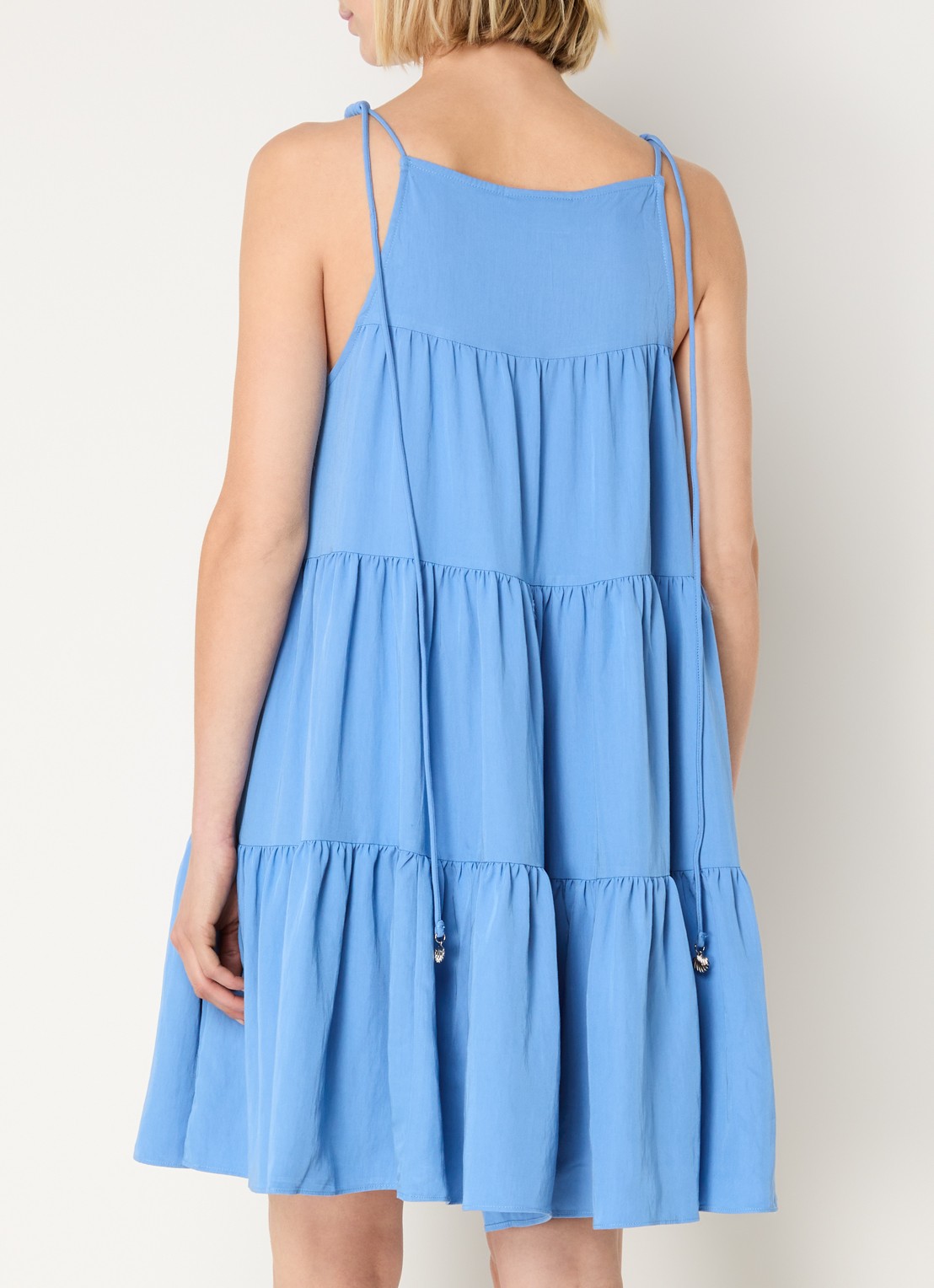 My Essential Wardrobe Gilda mini jurk met plooien - achterkant blauw
