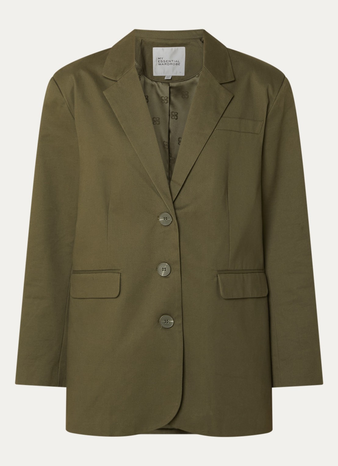 My Essential Wardrobe Gisva blazer met klepzakken - voorkant olijfgroen