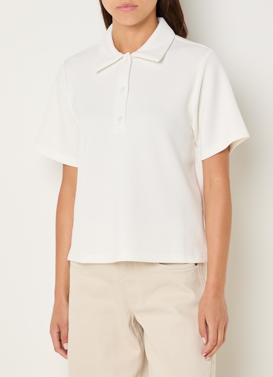 My Essential Wardrobe Helle polo met kraag - detail 4 wit