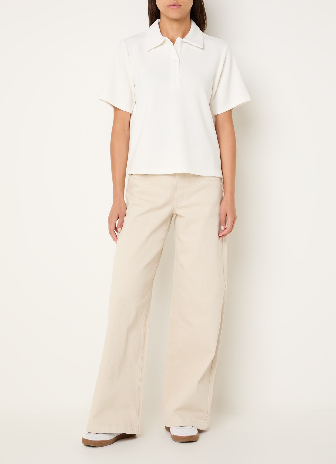 My Essential Wardrobe Helle polo met kraag - voorkant 3 wit