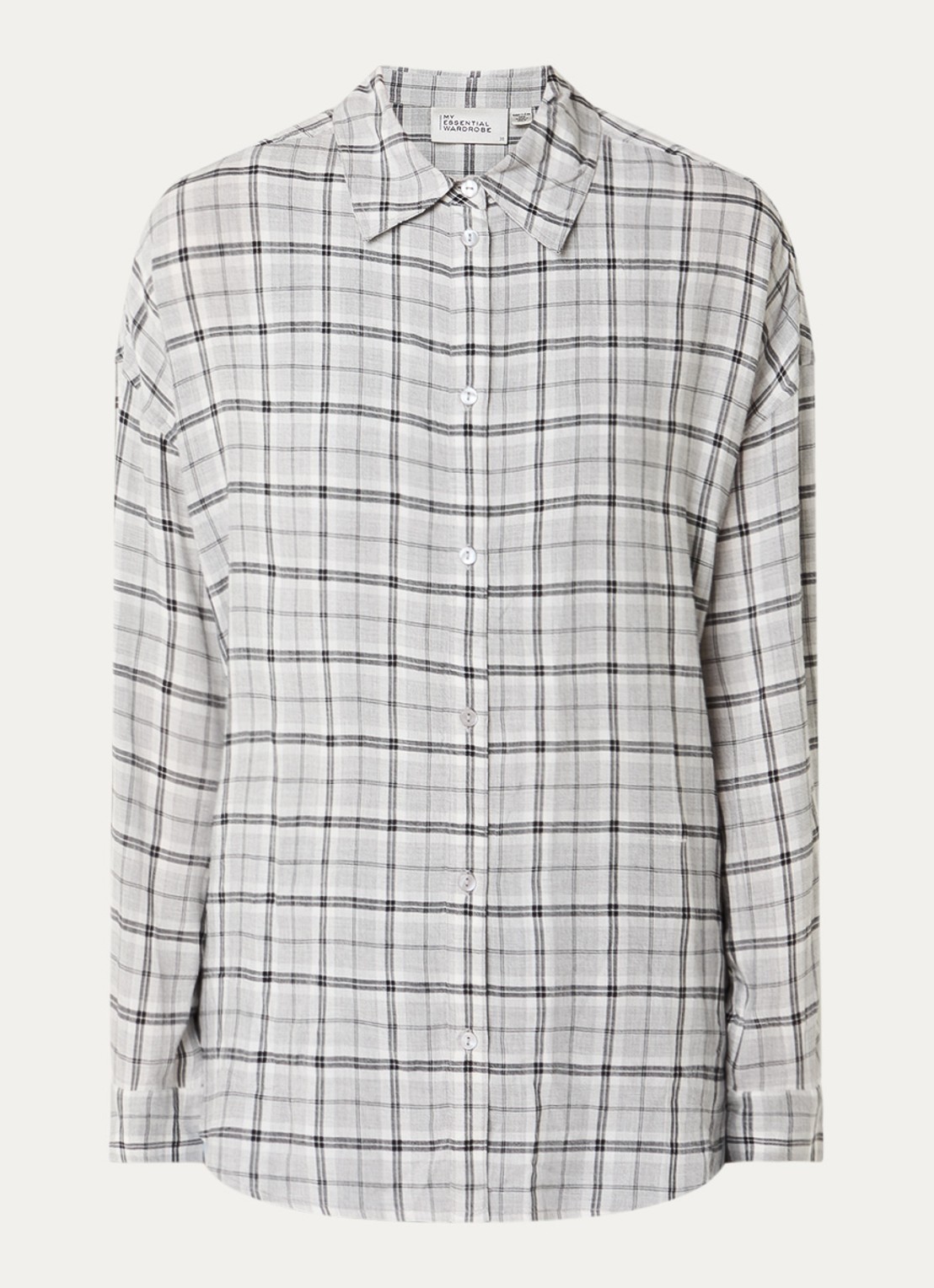 My Essential Wardrobe Iris blouse met ruitdessin - voorkant lichtgrijs