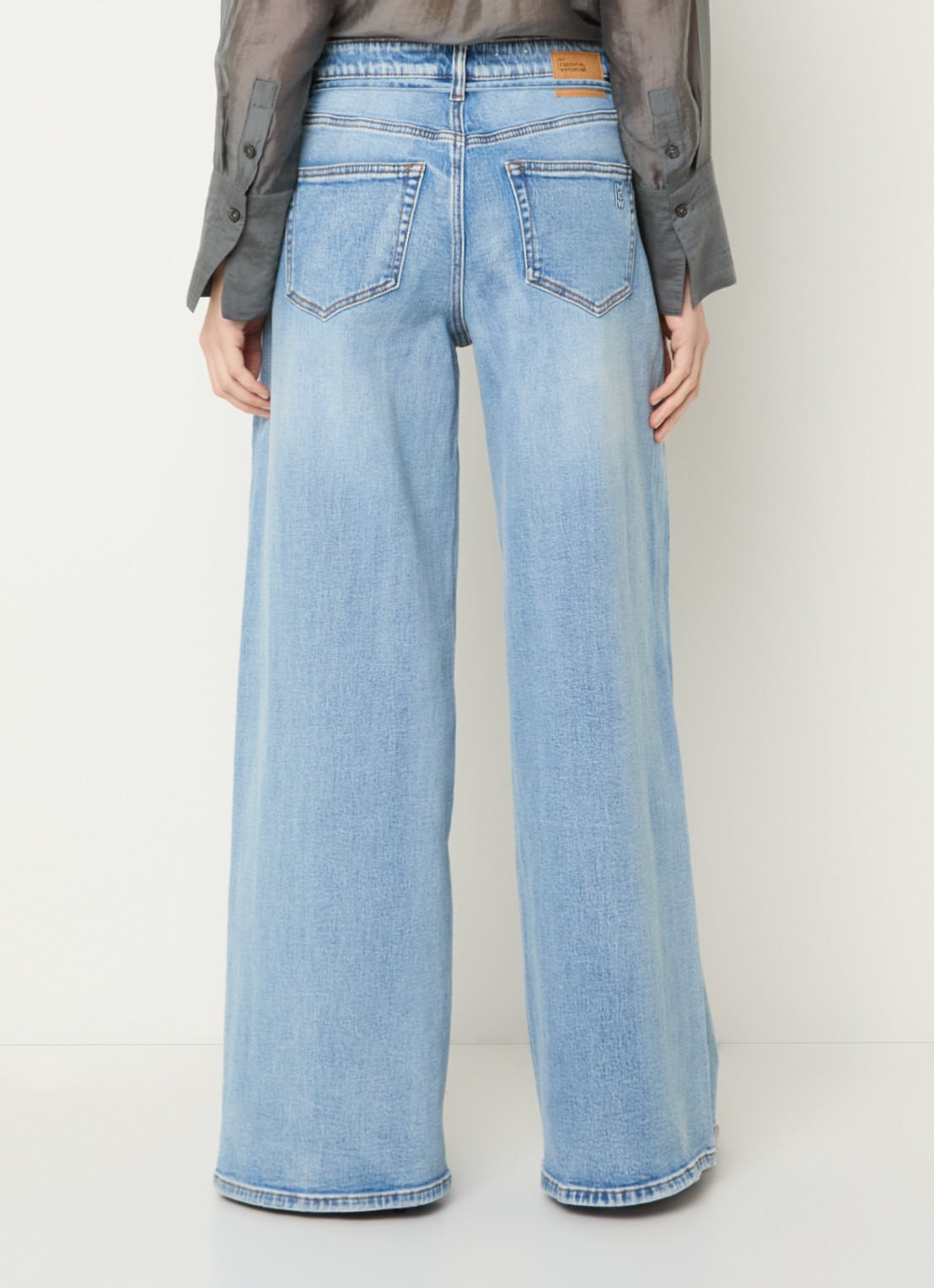 My Essential Wardrobe Karo 144 high waist wide leg jeans met lichte wassing - achterkant 3 indigo
