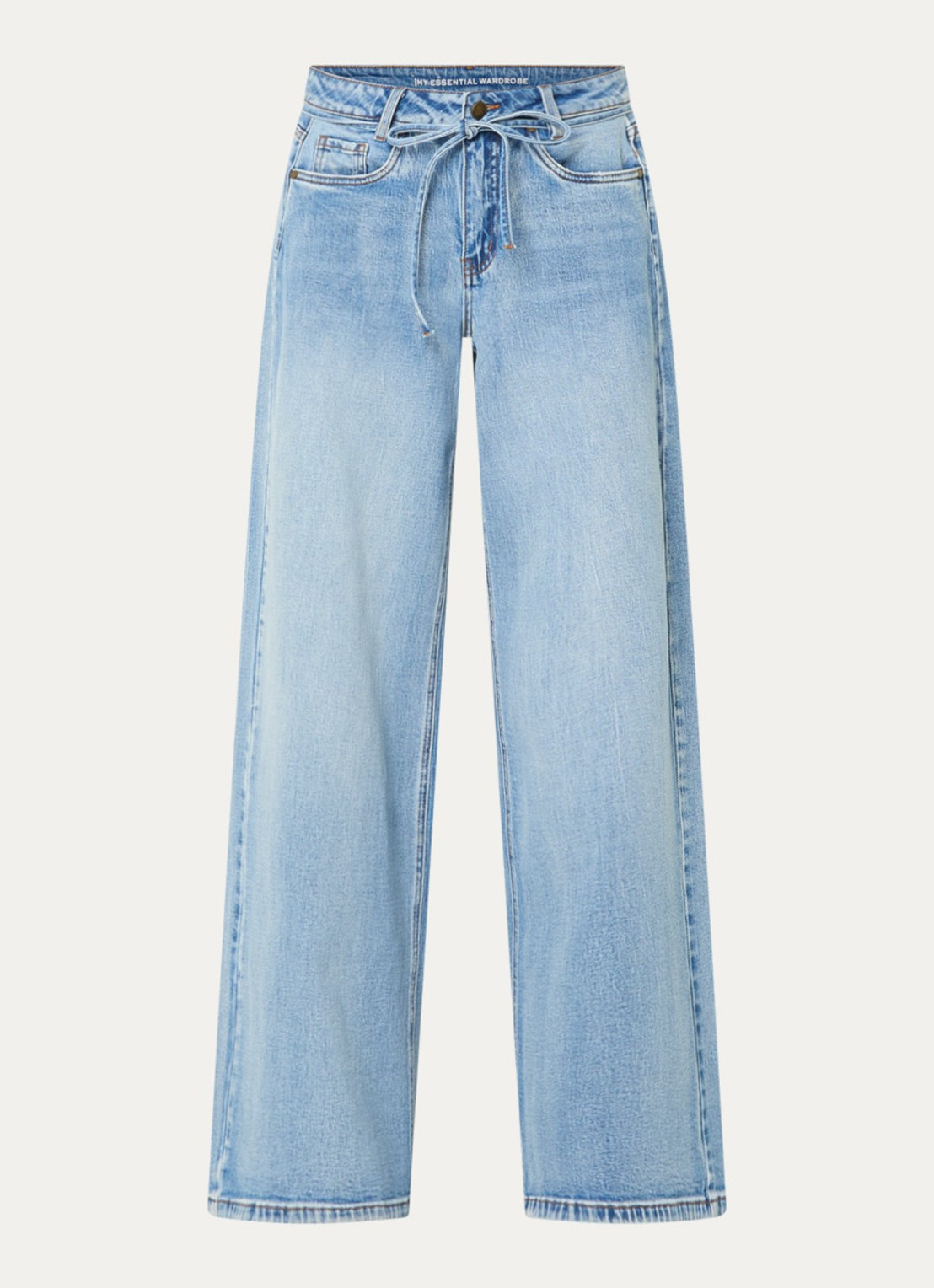 My Essential Wardrobe Karo 144 high waist wide leg jeans met lichte wassing - voorkant indigo