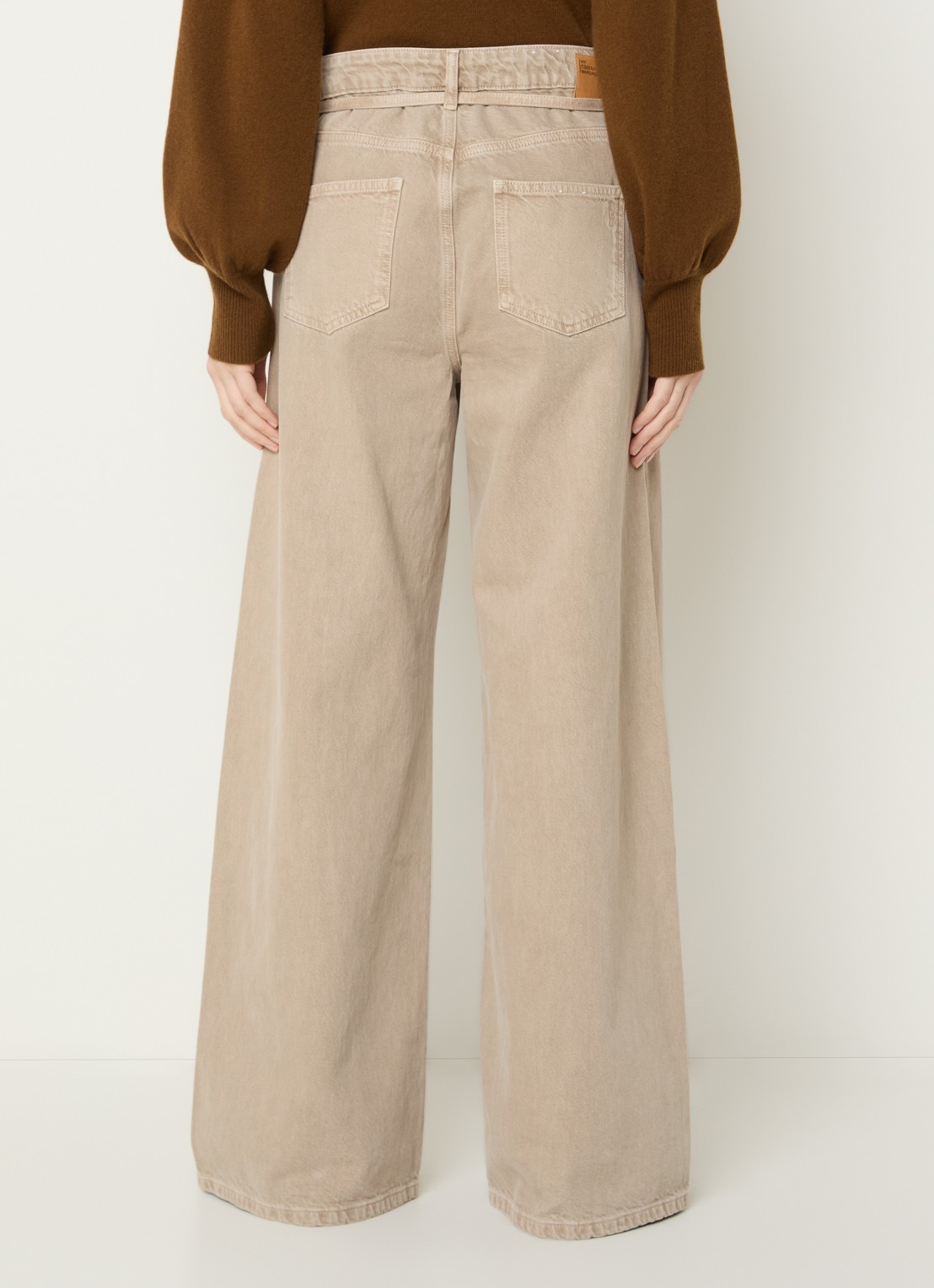 My Essential Wardrobe Karo 175 high waist loose fit jeans met gekleurde wassing - achterkant beige
