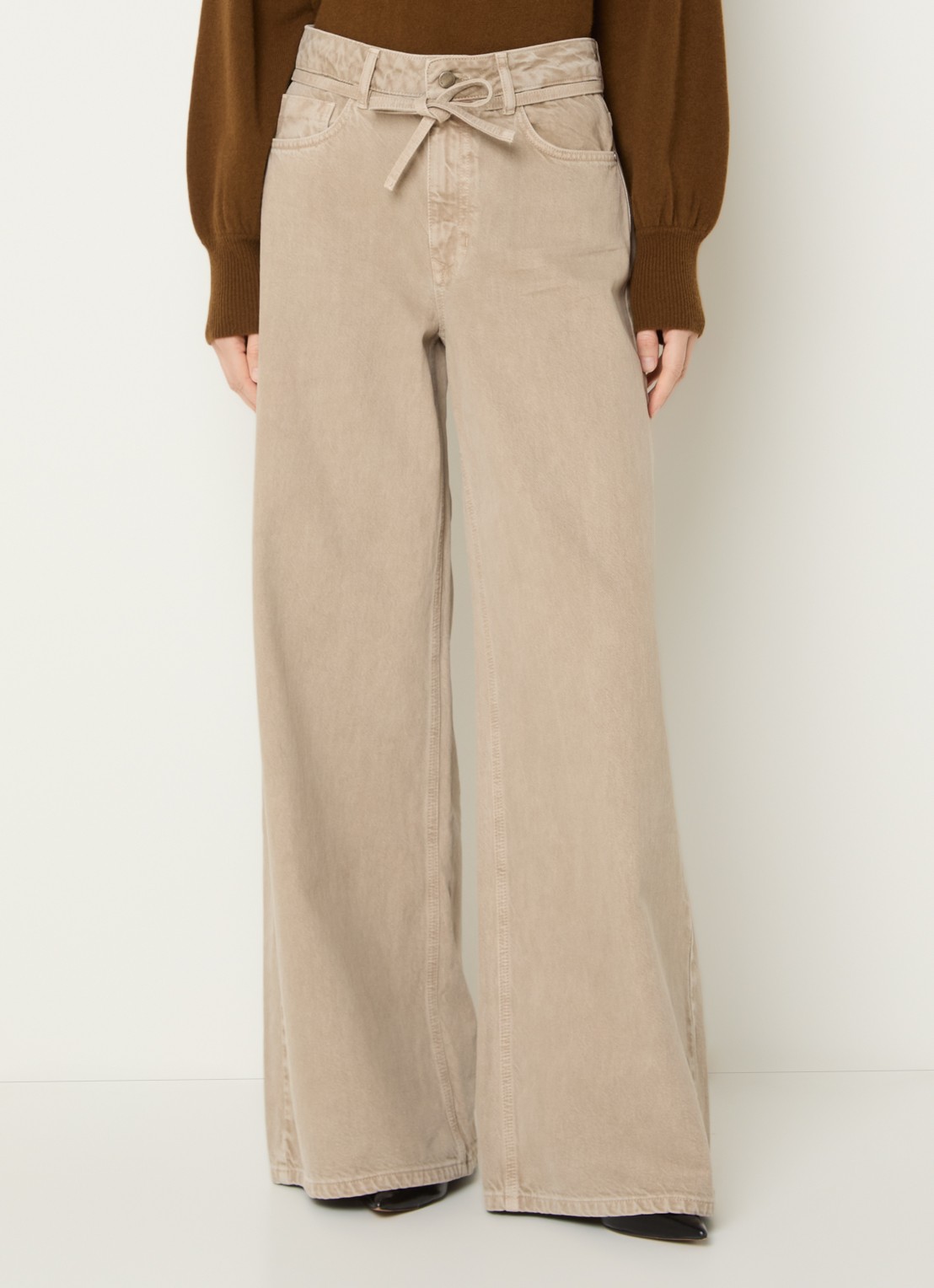 My Essential Wardrobe Karo 175 high waist loose fit jeans met gekleurde wassing - detail 4 beige