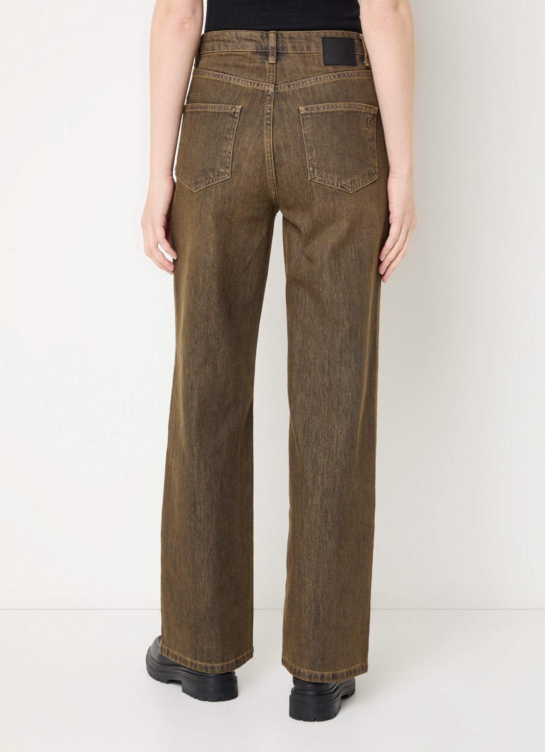 My Essential Wardrobe Louis high waist wide leg jeans met gekleurde wassing - achterkant 3 orange