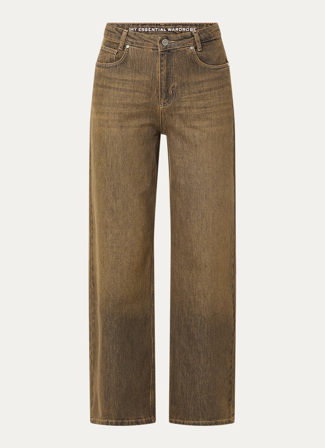 My Essential Wardrobe Louis high waist wide leg jeans met gekleurde wassing - voorkant 4 orange