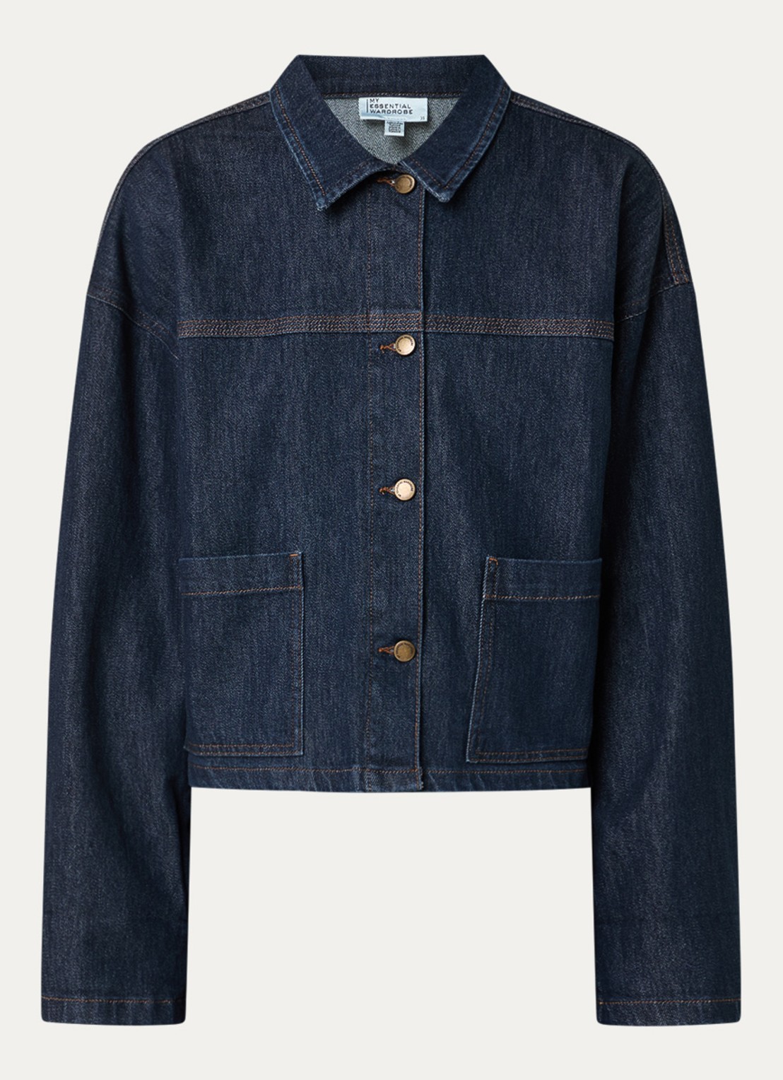 My Essential Wardrobe Malle spijkerjas met opgestikte zakken - voorkant indigo