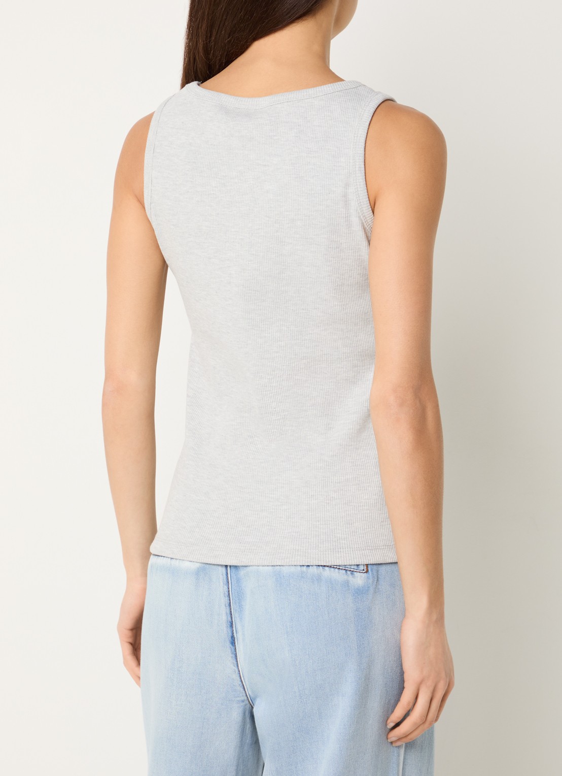 My Essential Wardrobe Mandy tanktop met logoborduring - achterkant 3 lichtgrijs