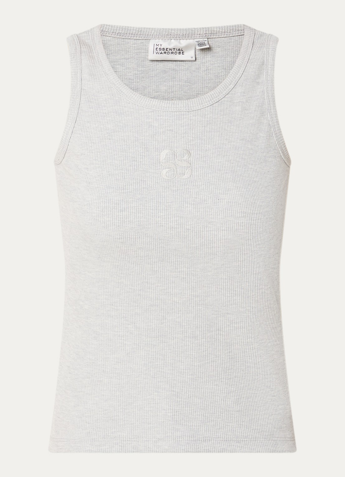 My Essential Wardrobe Mandy tanktop met logoborduring - voorkant lichtgrijs