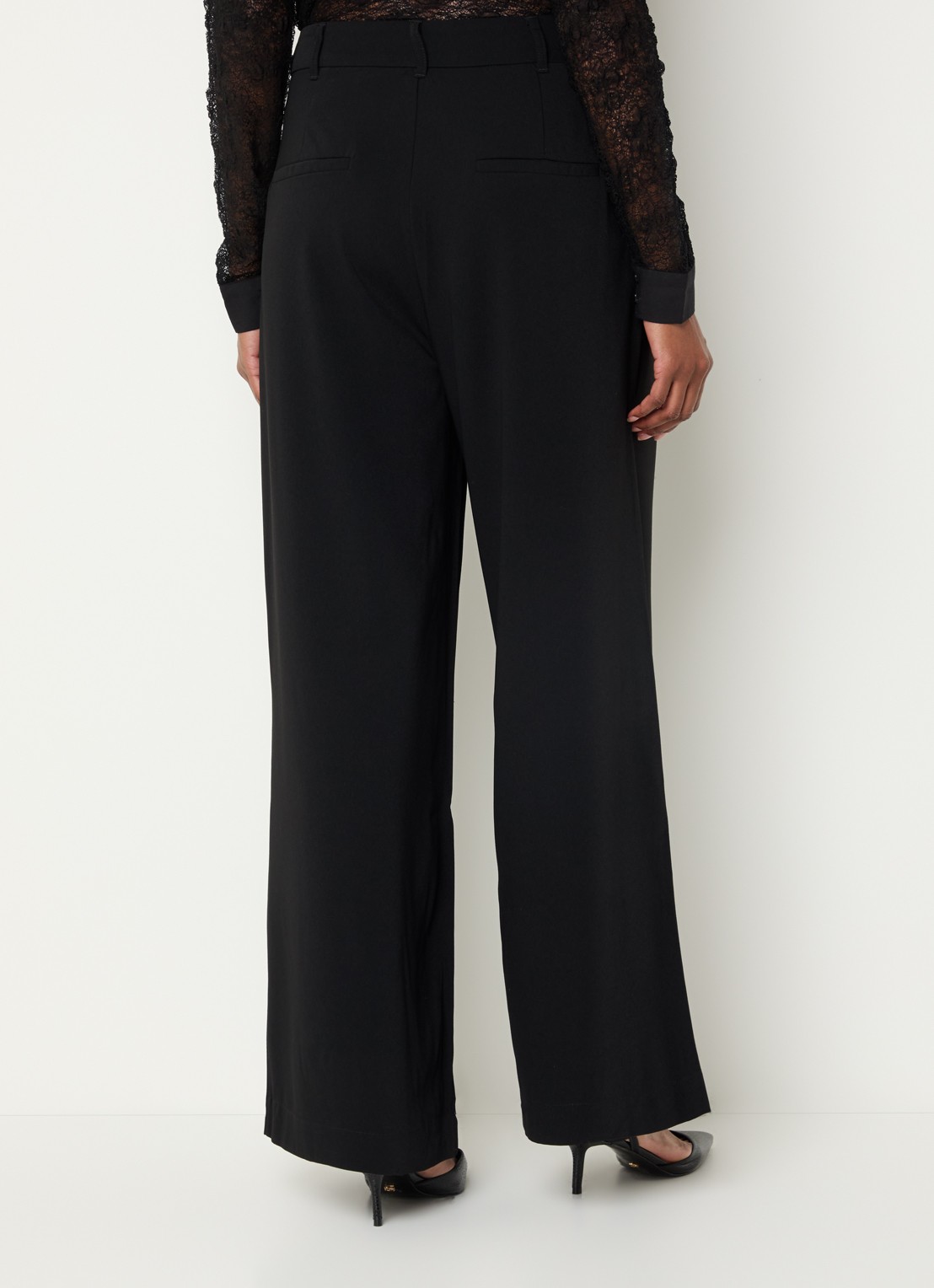 My Essential Wardrobe Mille high waist flared fit pantalon - achterkant 4 zwart