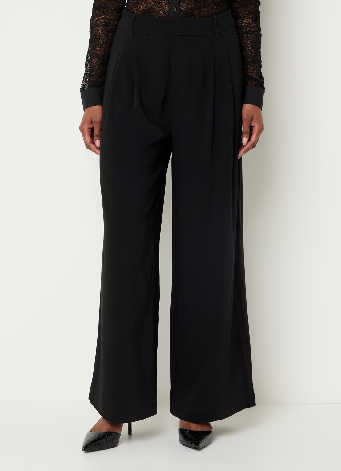 My Essential Wardrobe Mille high waist flared fit pantalon - detail 3 zwart