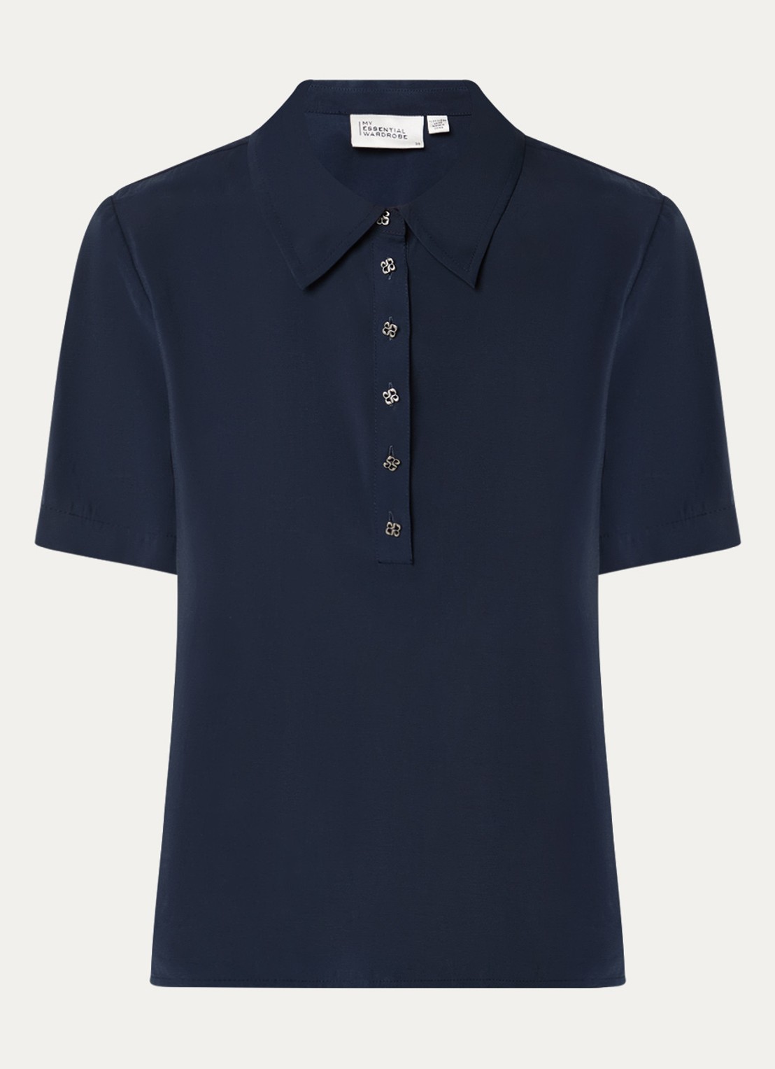 My Essential Wardrobe Mindy polo met kraag - voorkant donkerblauw
