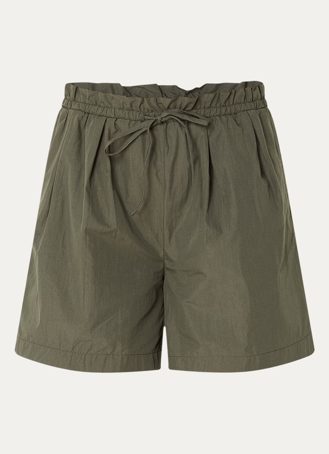 My Essential Wardrobe Mulla high waist straight fit korte broek met steekzakken - voorkant groen
